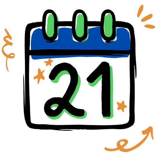 Calendar page with number 21 showing